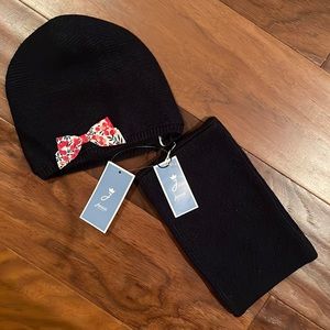 Wool Hat and Tube Scarf-Navy blue, Brand new